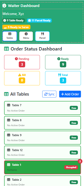 Mobile Waiter Interface