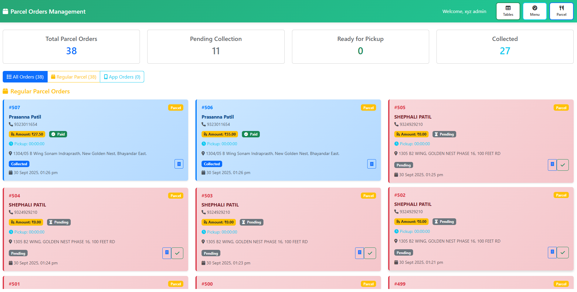 Parcel Orders Management